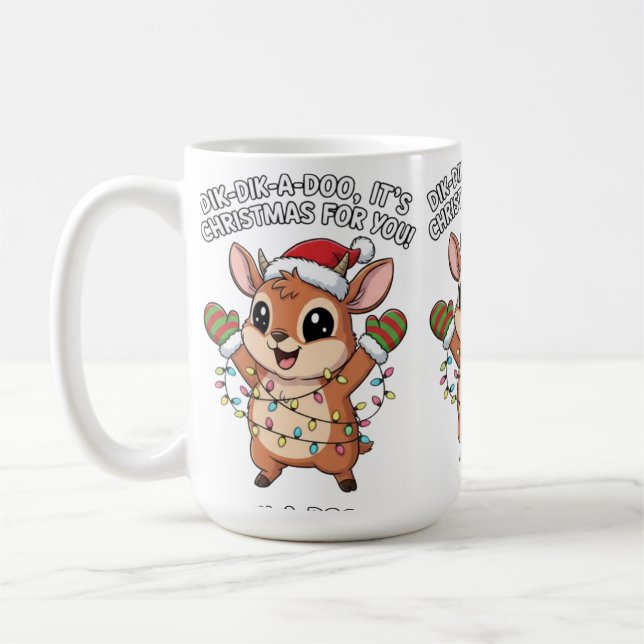 Cute Christmas Dik-Dik – Festive Holiday Lights &  Coffee Mug (Left)
