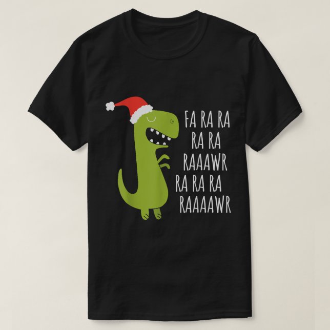 Cute Christmas Dino Raaawr Humor T-Shirt (Design Front)