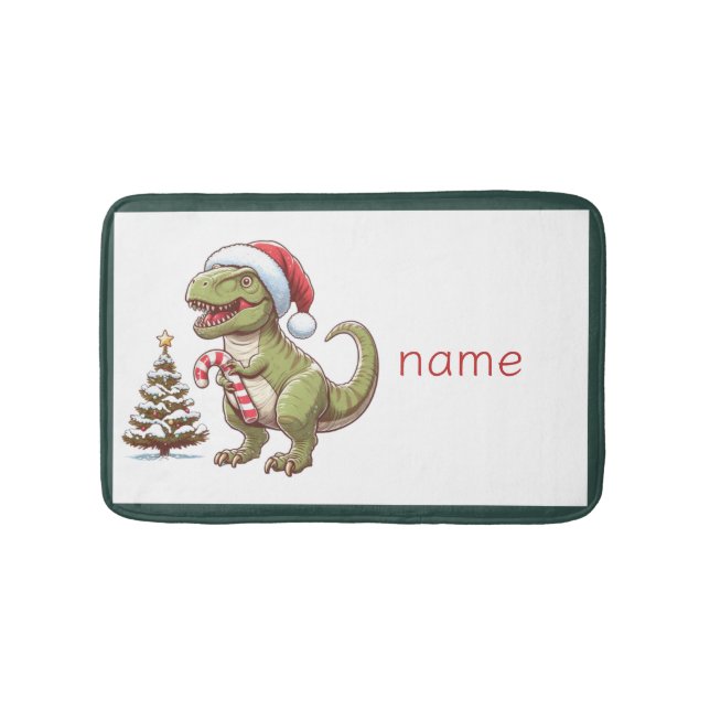 Cute Christmas dinosaur Bath Mat (Front)