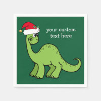 Cute Christmas Dinosaur Santa Custom Green Party