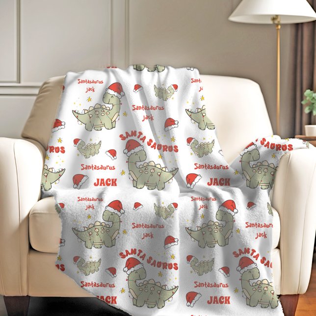 Cute Christmas Dinosaur Santasaurus Name Fleece Blanket (
Cute Christmas Dinosaur Santasaurus Name Fleece Blanket)