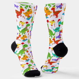 Cute Christmas Dinosaur  Socks