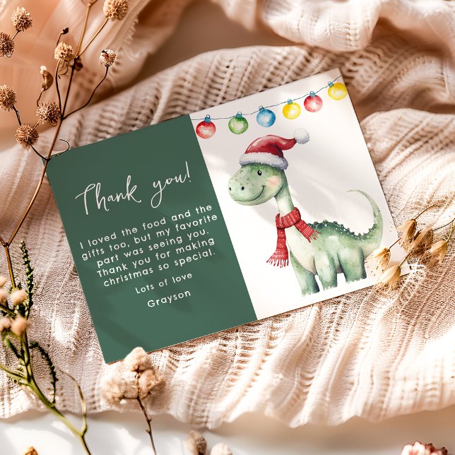 Cute Christmas Dinosaur Thank You Card (Creator Uploaded)