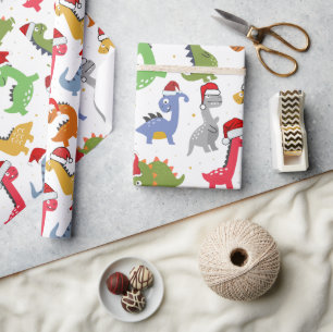 Cute Christmas Dinosaur Wrapping Paper
