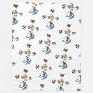 Cute Christmas Dinosaurs Fleece Blanket