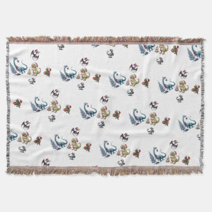 Cute Christmas Dinosaurs Throw Blanket
