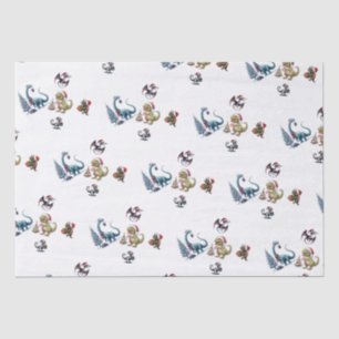 Cute Christmas Dinosaurs Tissue Paper