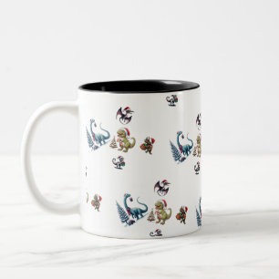 Cute Christmas Dinosaurs Two-Tone Coffee Mug