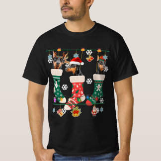 Cute Christmas Doberman In Sock Xmas Santa Gift T-Shirt