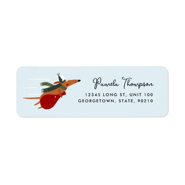 Cute Christmas Dog Customisable Return Address Label (Front)