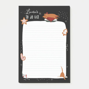 Cute Christmas Dog Customisable To Do List Post-it Notes