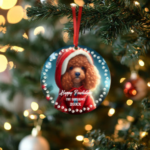 Cute Christmas Dog Happy Holiday 2-Sided 2-Photo  Ornament