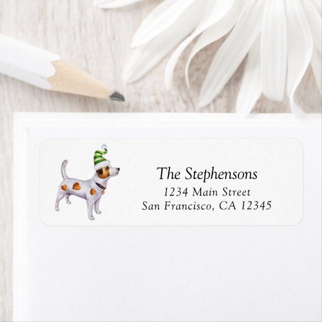 Cute Christmas Dog in Hat Return Address  Label (Insitu)