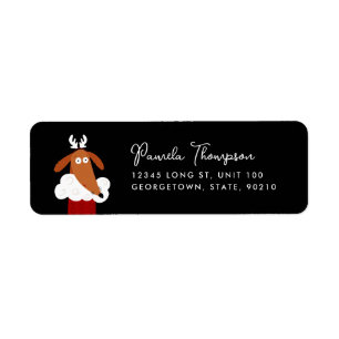 Cute Christmas Dog in Red Stocking Customisable Return Address Label