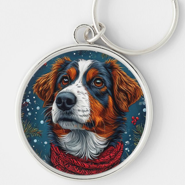 Cute christmas dog key ring (Front)