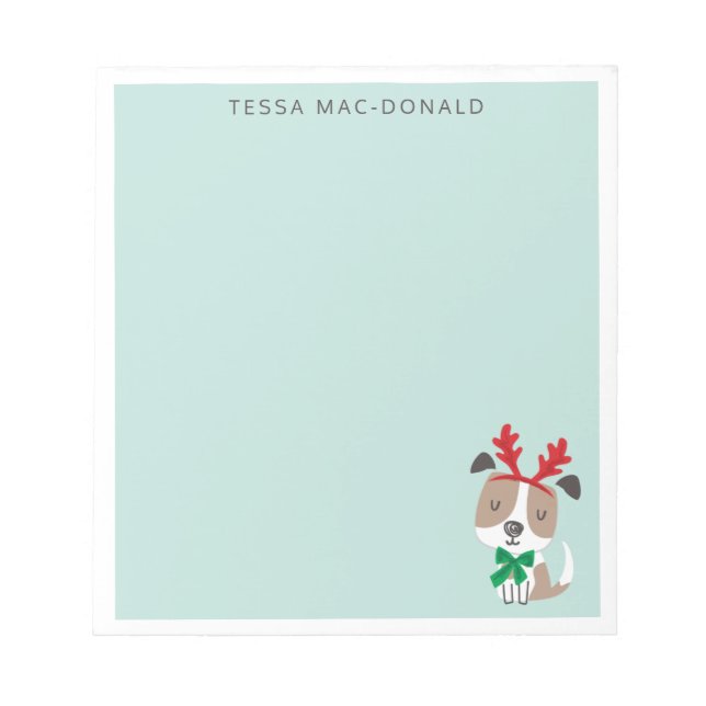 Cute christmas dog on mint notepad (Front)