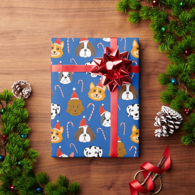 Cute Christmas Dog Patterned Wrapping Paper (Holiday Gift)