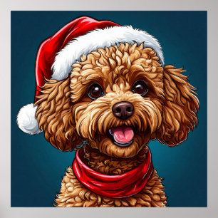 Cute christmas dog poster