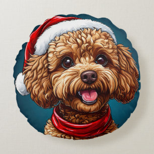 Cute christmas dog round cushion