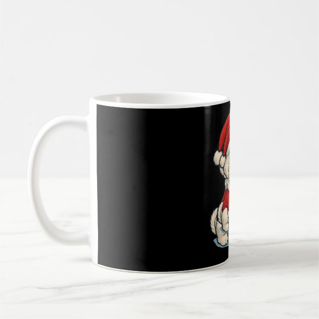 Cute Christmas Dog, Santa Hat Dog, With Christmas  Coffee Mug (Left)