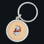 Cute Christmas Dog with Santa Hat & Scarf Key Ring<br><div class="desc">Cute Christmas Dog with Santa Hat & Scarf</div>