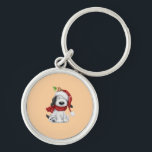 Cute Christmas Dog with Santa Hat & Scarf Key Ring<br><div class="desc">Cute Christmas Dog with Santa Hat & Scarf</div>
