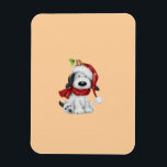 Cute Christmas Dog with Santa Hat & Scarf Magnet<br><div class="desc">Cute Christmas Dog with Santa Hat & Scarf</div>