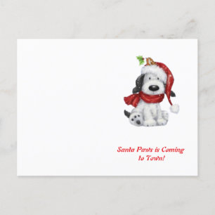 Cute Christmas Dog with Santa Hat & Scarf Postcard