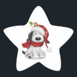Cute Christmas Dog with Santa Hat & Scarf Star Sticker<br><div class="desc">Cute Christmas Dog with Santa Hat & Scarf</div>