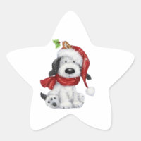 Cute Christmas Dog with Santa Hat & Scarf