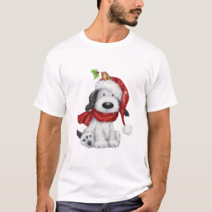 Cute Christmas Dog with Santa Hat & Scarf T-Shirt