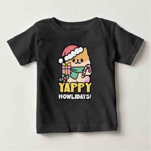Cute Christmas Dog - Yappy Howlidays  Baby T-Shirt