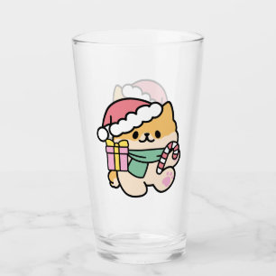 Cute Christmas Dog - Yappy Howlidays  Glass