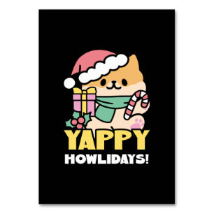 Cute Christmas Dog - Yappy Howlidays  Table Number