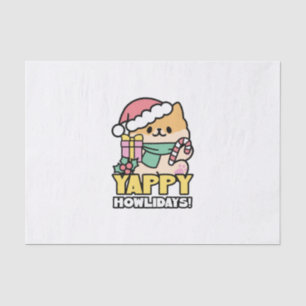 Cute Christmas Dog - Yappy Howlidays Tissue Paper
