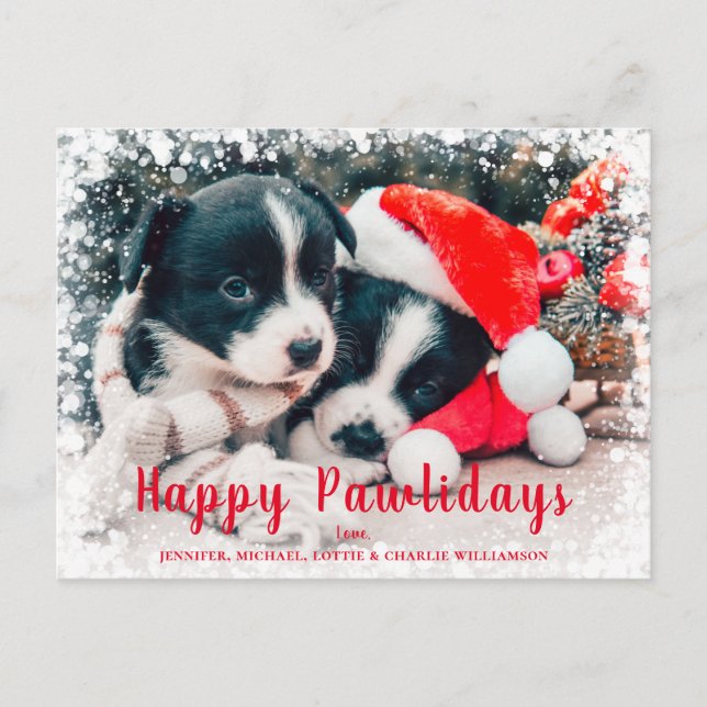Cute Christmas Dogs Happy Pawlidays  Holiday Postcard (Front)