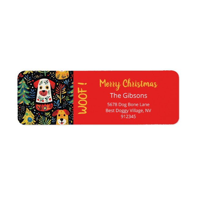 Cute Christmas Dogs Return Address Label (Front)