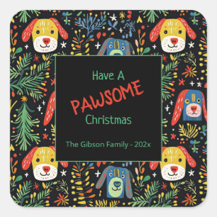 Cute Christmas Dogs Square Sticker