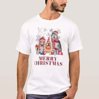 🐶 Cute Christmas Dogs with Gifts – Festive Merry T-Shirt