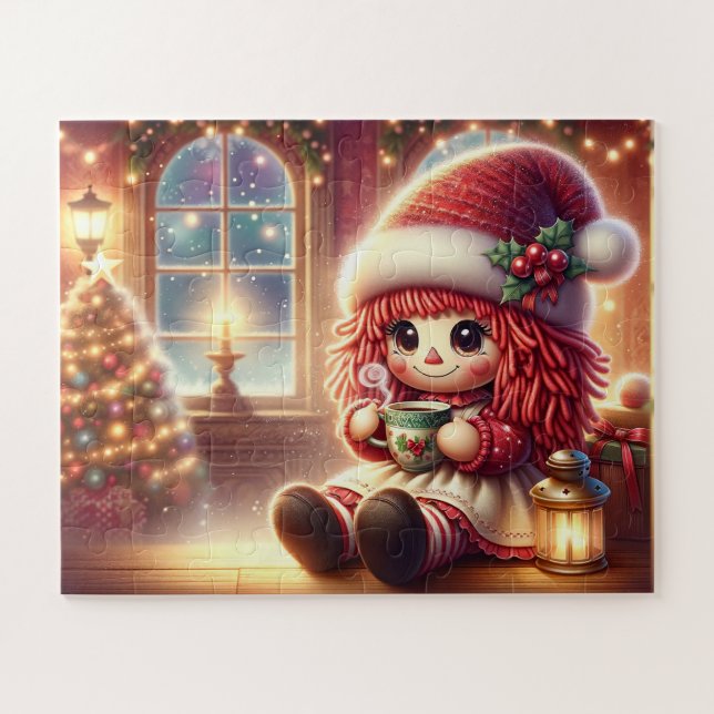 Cute Christmas Doll drinking hot chocolate  Jigsaw Puzzle (Horizontal)