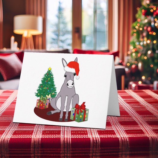 Cute Christmas Donkey Blank Note Holiday Card (Cute Christmas Donkey Blank Note Holiday Card)