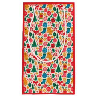 Cute Christmas Doodle - Reindeer Gingerbread Small Gift Bag