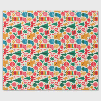 Cute Christmas Doodle - Reindeer Gingerbread Wrapping Paper
