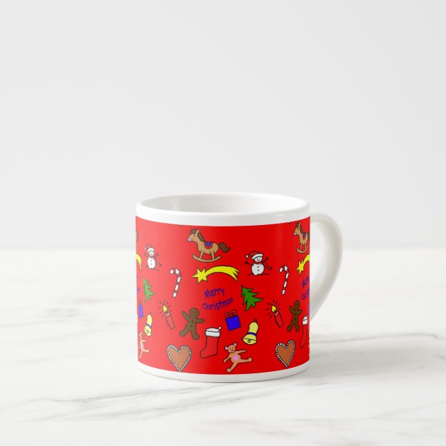Cute christmas doodles espresso cup (Front Right)