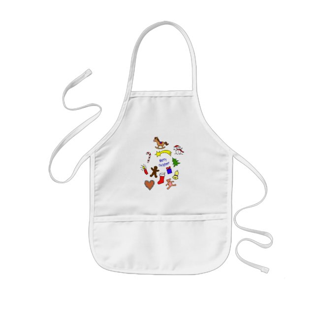 Cute christmas doodles kids apron (Front)