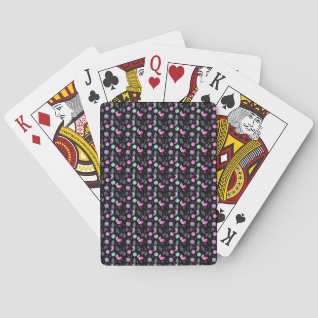 Cute Christmas Doodles Snowflakes Stocking Tree Playing Cards (Back)