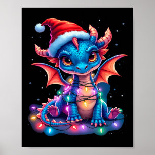 Cute Christmas Dragon Poster