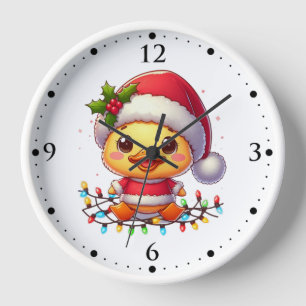 Cute Christmas Duck Cartoon Santa-68362 Clock