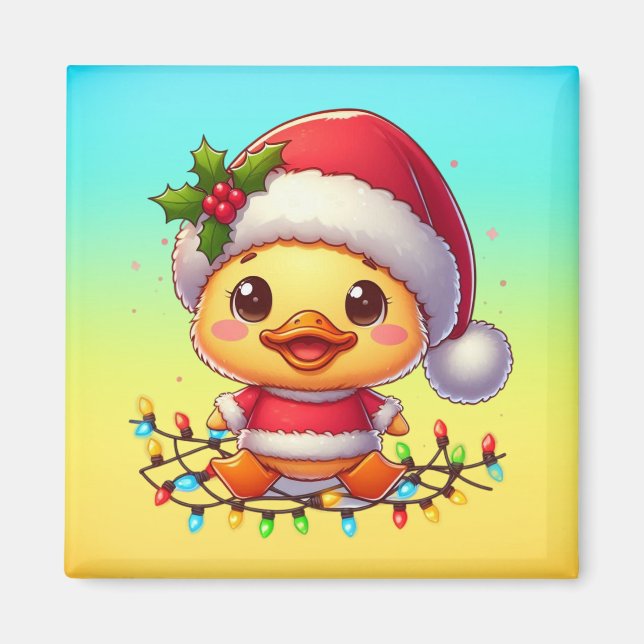 Cute Christmas Duck Cartoon Santa-68362 Magnet (Front)