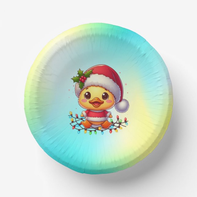 Cute Christmas Duck Cartoon Santa-68362 Paper Plate (Front)